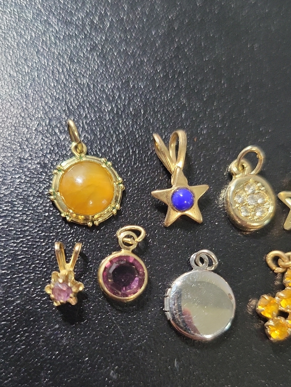 Gold-Tone Star and Gemstone Pendant Charm Lot